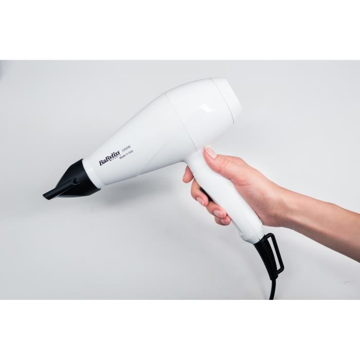 BABYLISS 6604WE Seche cheveux Pro light blanc 200 Watts 6 temperaturesvitesses Made in Italy