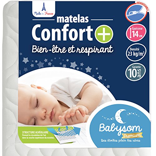 Matelas Bebe Confort+ 60x120cm - Babysom - Circulation Parfaite De L'air - Ultra Ventile - Dehoussable
