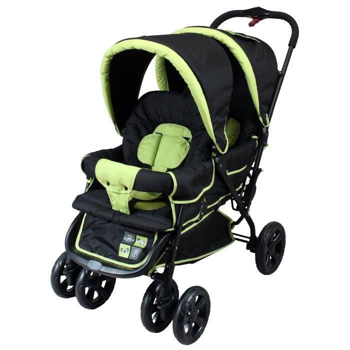Babyway Poussette Double Tango Ii Noire Vert Anis