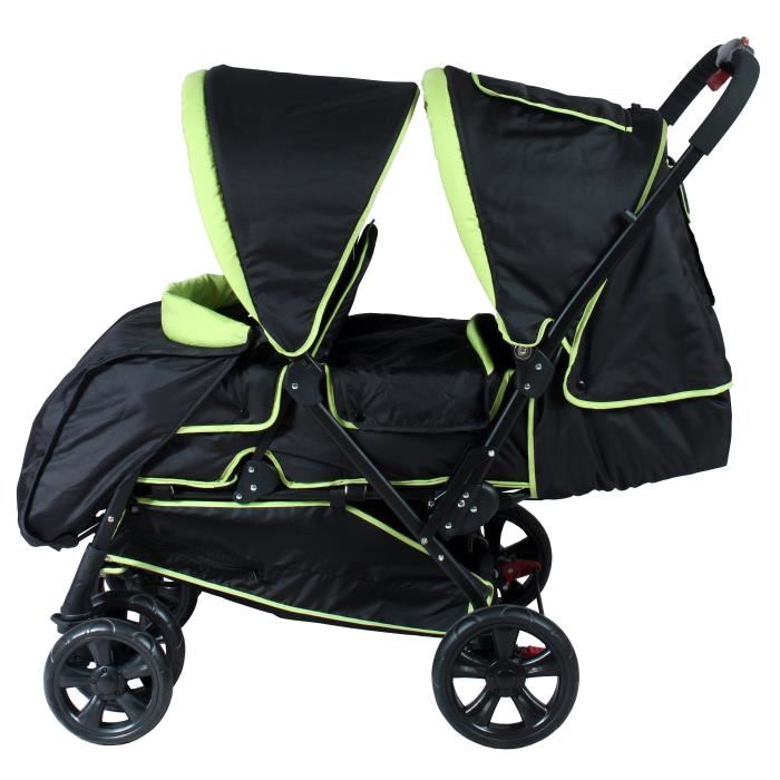 Babyway Poussette Double Tango Ii Noire Vert Anis