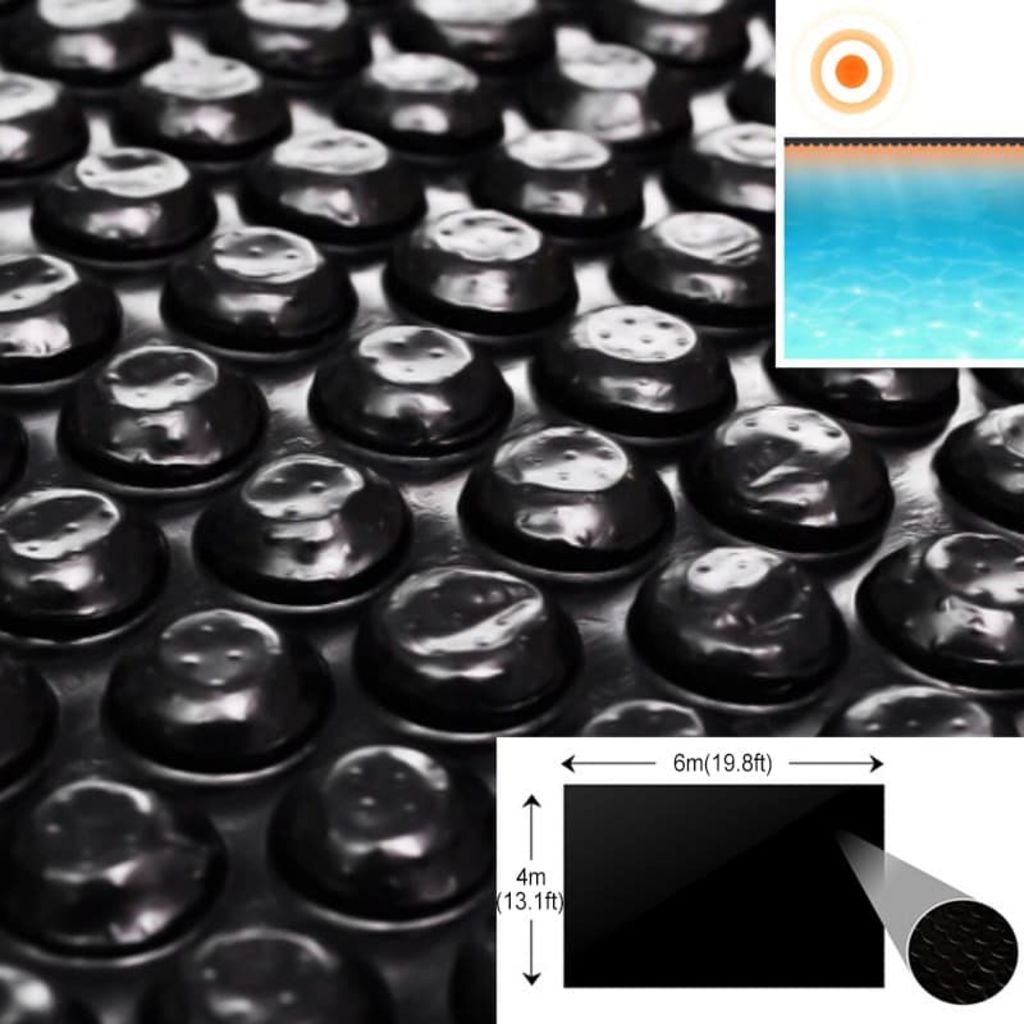 Bache Solaire A Bulles Flottant Pour Piscine 6x4m Noir Rectangulaire 90340