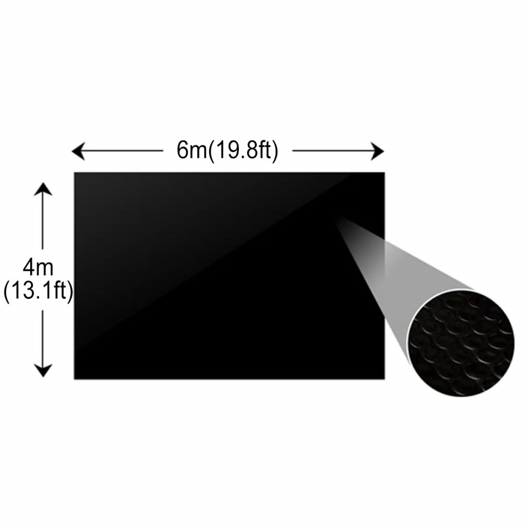 Bache Solaire A Bulles Flottant Pour Piscine 6x4m Noir Rectangulaire 90340