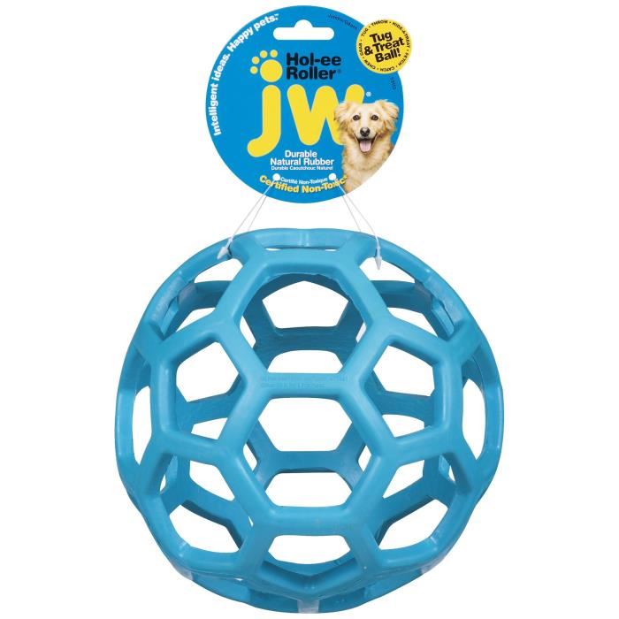 Balle En Caoutchouc Jw Pet Hol-ee Roller Jumbo - Ø 19 Cm - Coloris Aleatoire : Bleu, Vert Ou Rouge - Pour Chien