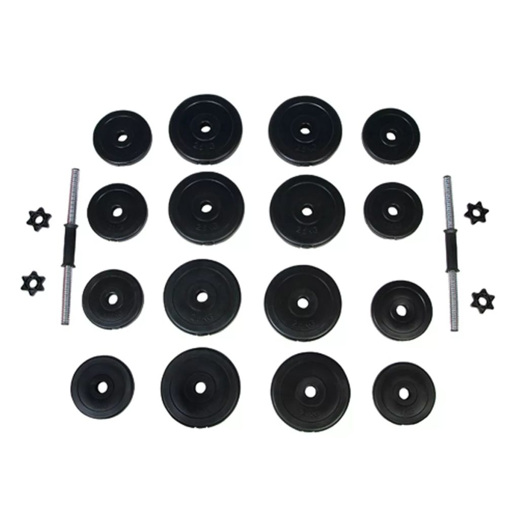 Vidaxl Banc De Musculation Complet Avec Haltere Long Et Set Dhalteres