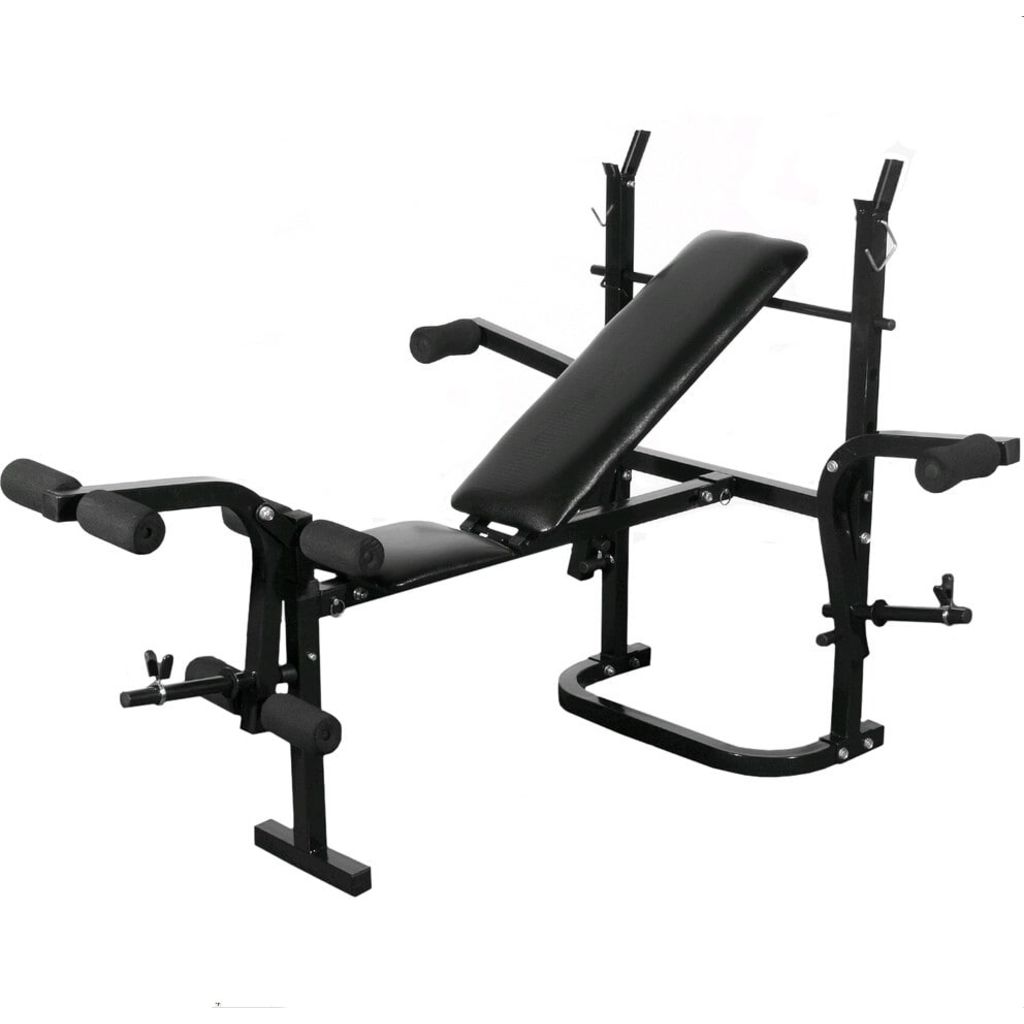 Vidaxl Banc De Musculation Complet Avec Haltere Long Et Set Dhalteres