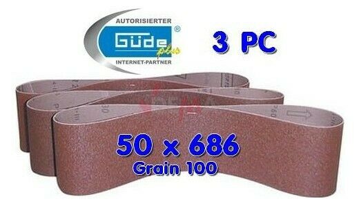 Guede Bandes Abrasives 50 X 686 Grain K100 Pour Ponceuse G55108 - Lot De 3