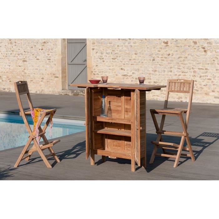 Macabane Bar De Jardin En Bois Teck Marron 120x110x50cm