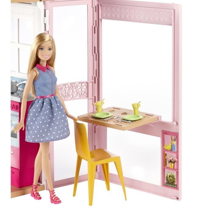 Barbie Maison A 2 Etages Et 4 Pieces Avec Accessoires - Poupee Incluse