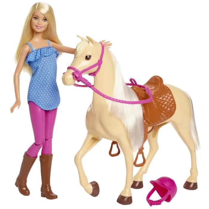 Barbie Et Son Cheval, Poupee Blonde En  ...