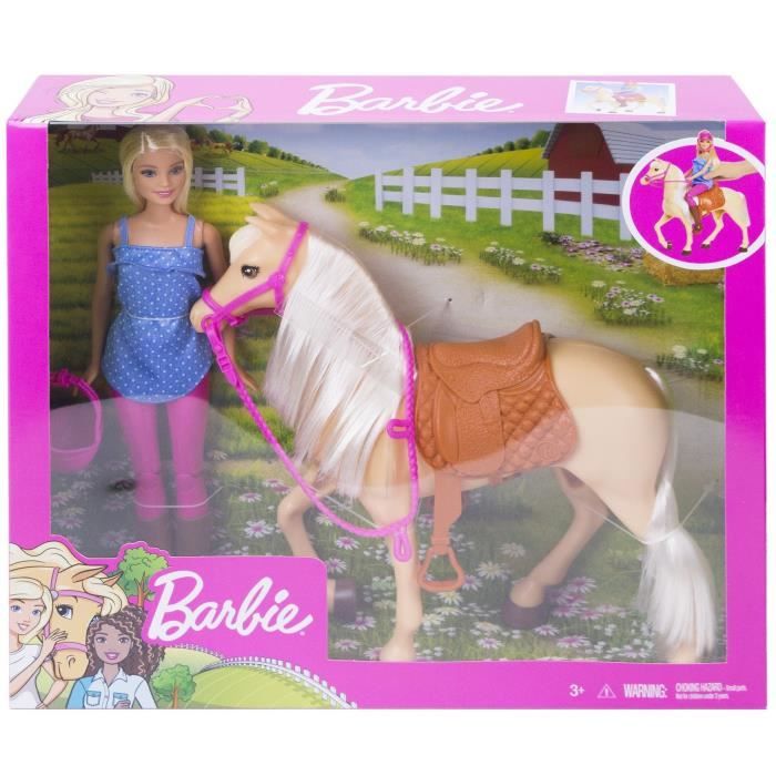 Poupee Barbie Et Son Cheval Barbie Blonde Accessoires Dequitation Inclus