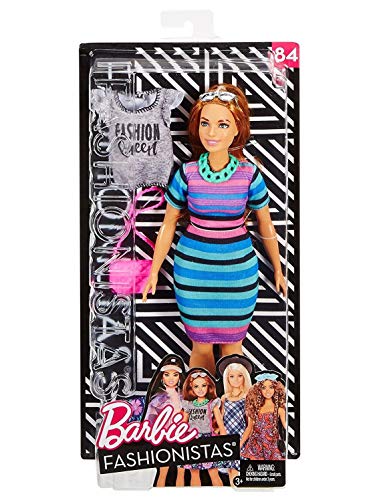 Mattel Poupee Barbie Fashionistas : Robe À Rayures Et Jupe À Fleurs