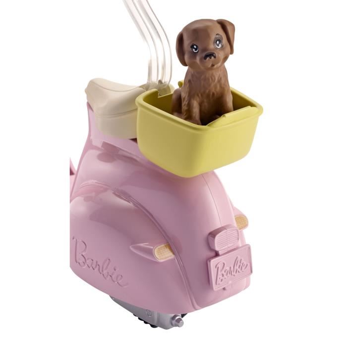 Barbie - Scooter Rose Et Petit Chien Pour Poupee - Fille - A Partir De 3 Ans