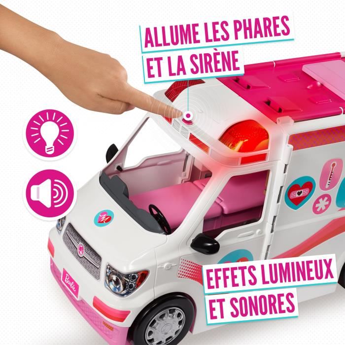 Barbie Vehicule Medical 2 En 1 Transformable En Hopital Sons Et Lumieres Des 3 Ans 20 Accessoires