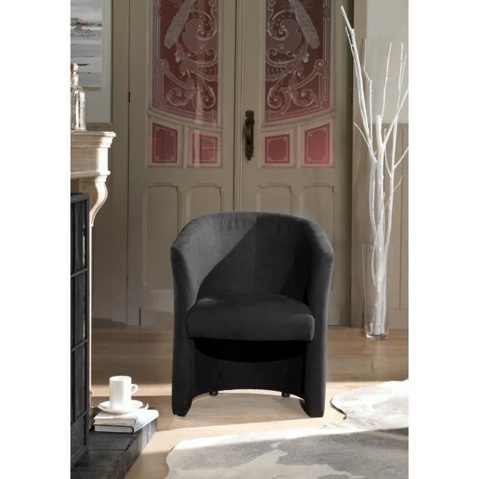 Baya Fauteuil Cabriolet Tissu Noir L 65 X P 57 Cm