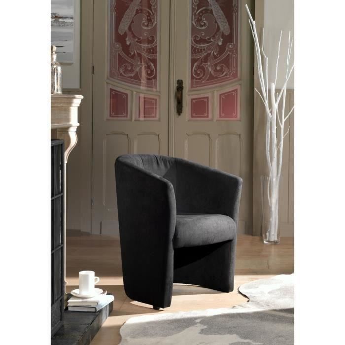 Baya Fauteuil Cabriolet Tissu Noir L 65 X P 57 Cm