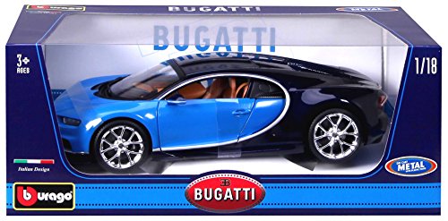 Voiture De Collection En Metal Bugatti Chiron Bleue A Lechelle 118eme Bburago