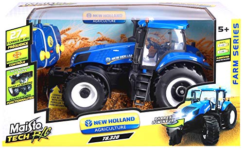 Vehicule Radiocommande - Maisto - Tracteur New Holland - Sonore Et Lumineux - Bleu - Interieur