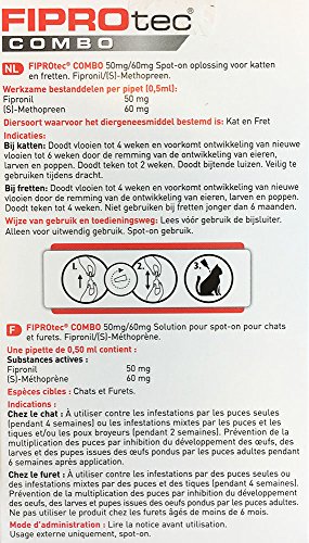 Beaphar Fiprotec Combo Pipettes Puces Tiques Et Poux Broyeurs Chats Et Furets 1kg 05ml X 3 Unites