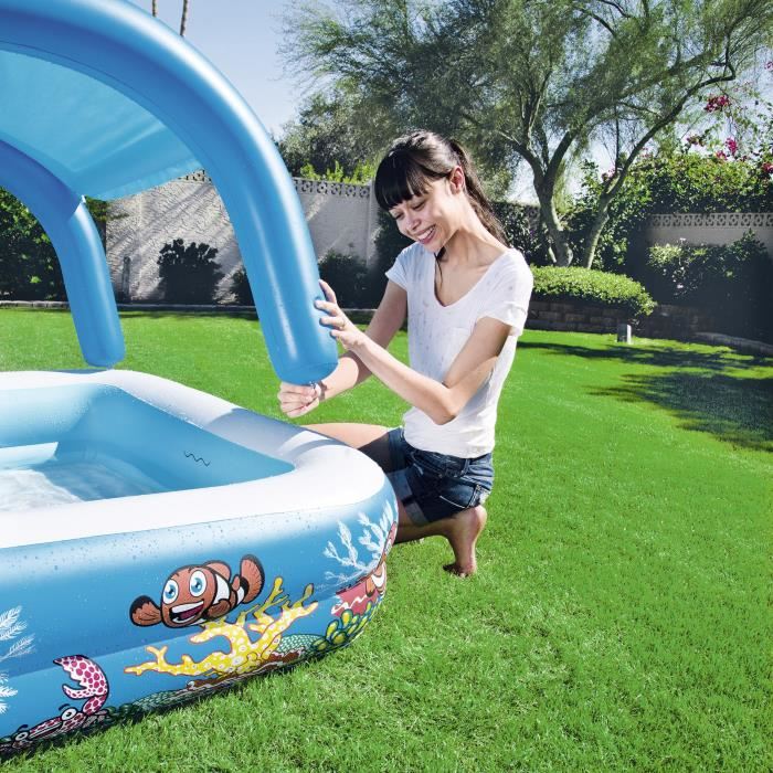 Bestway Piscine Gonflable Carree 147 X 147 Cm Pare Soleil