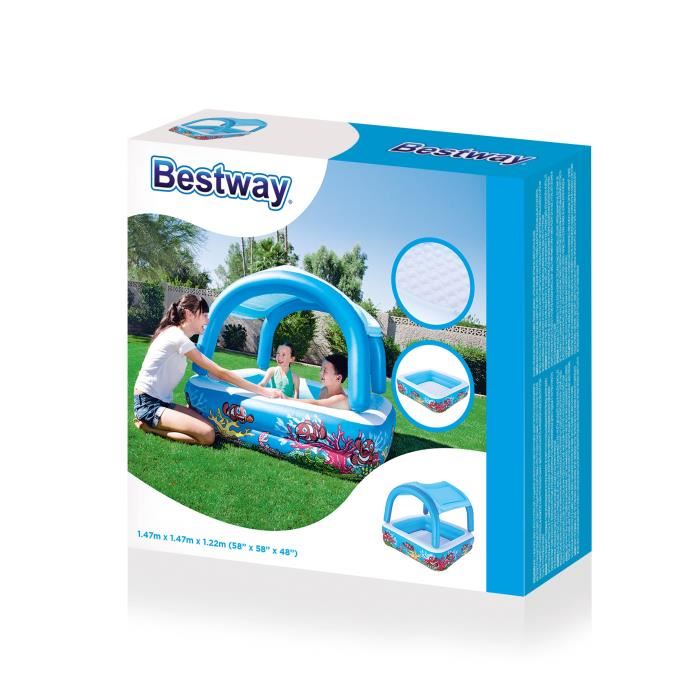 Bestway Piscine Gonflable Carree 147 X 147 Cm Pare Soleil