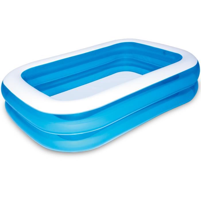 Piscine Familiale Translucide Bestway Rectangulaire 2 Boudins 201 X 150 X 51 Cm Bleu