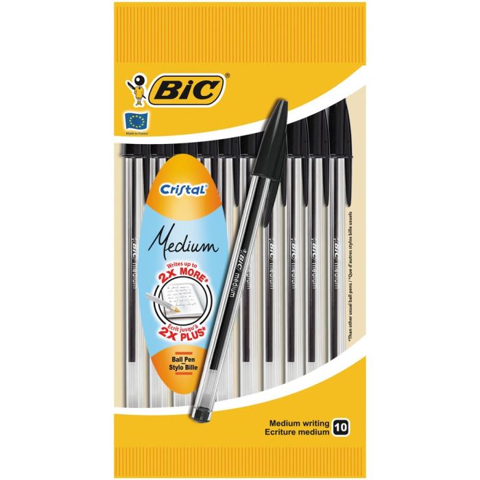 Stylo Bille Bic Cristala® Original Noir Pointe Moyenne X10