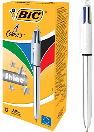Stylo Bille - Bic - Shine - 4 Couleurs - Retractable - Rechargeable - Pointe Moyenne 1mm