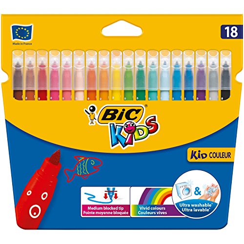 BIC Kids Kid Couleur Feutres de Coloriage - Etui Carton de 18