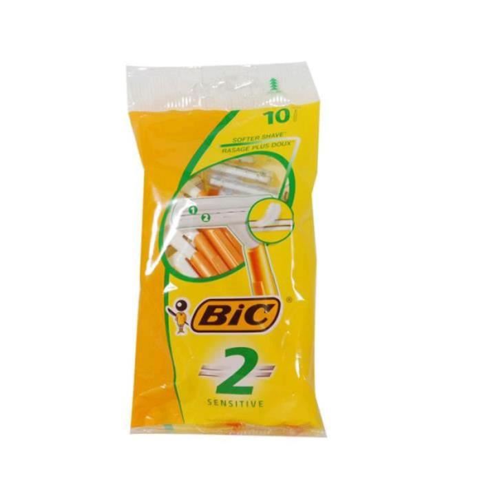 Rasoirs Jetables - Bic - Sensitive - 2 Lames - Hypoallergenique - 10 Unites