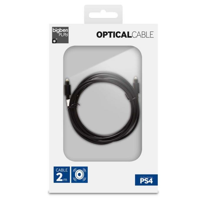 Cable Audio Numerique Optique Pour Ps4 - Bigben - Noir - Fibre Optique - 2m