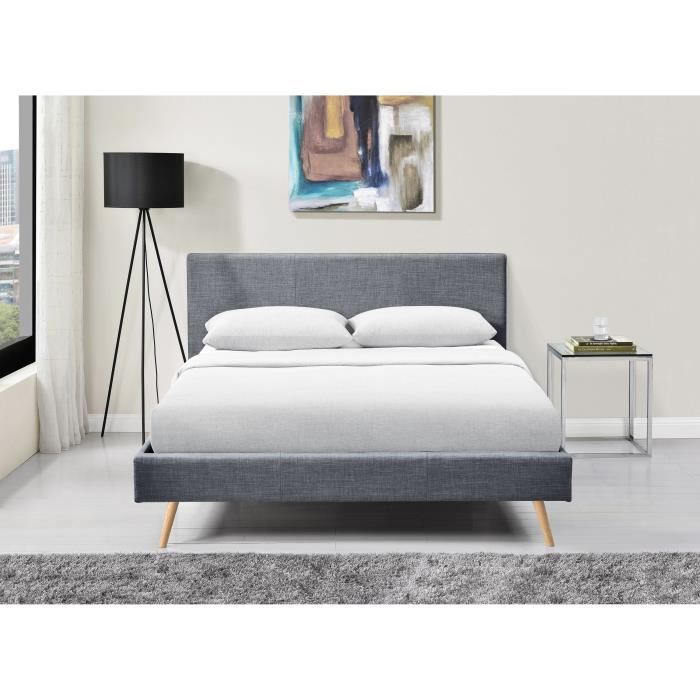 Usinestreet Cadre De Lit Avec Sommier A Lattes - Gris Fonce - 160 Cm Gris 167x88x215cm