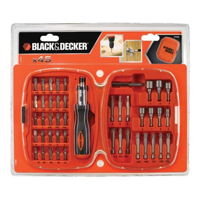BLACK DECKER Ensemble pour vissage 45 pieces