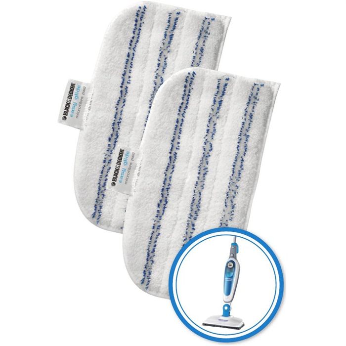 2 Patins En Microfibre Blackdecker Fsmp20 Xj Pour Balais Vapeur Rectangulaires