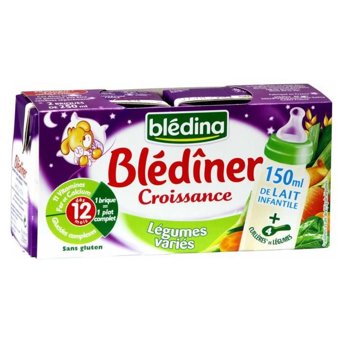 BLEDINA Blediner Croissance Lait aux legumes varies 2x250 ml Des 12 mois