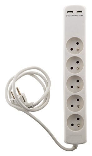 Multiprise Zenitech 5 Prises 2 Usb A Cable 1m