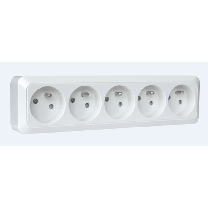 Bloc A Cabler Celesta Blanc 5 Prises 2 Poles Terre
