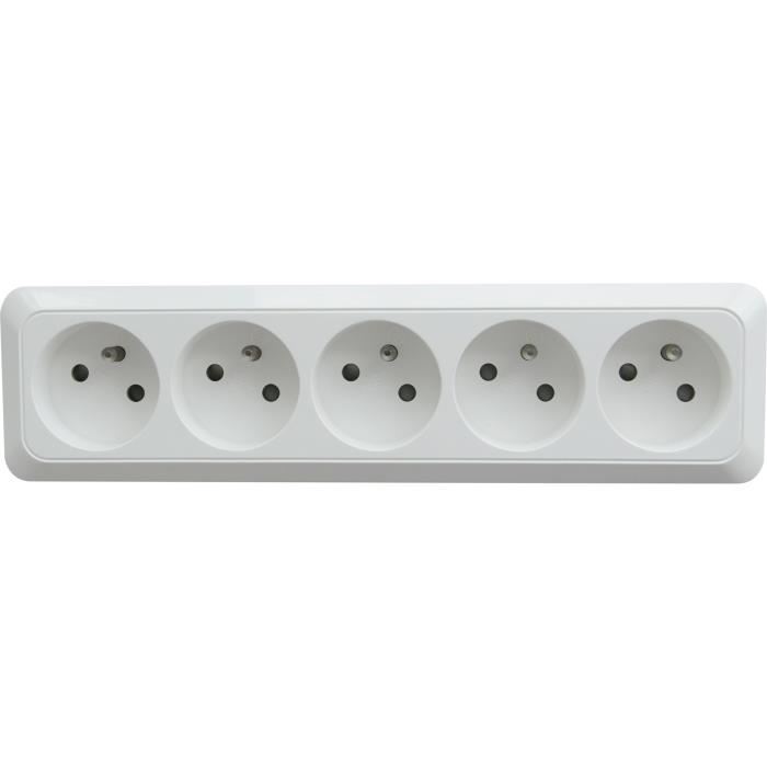 Bloc a cabler Celesta Blanc 5 Prises 2 Poles terre