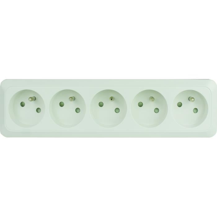 Bloc A Cabler Celesta Blanc 5 Prises 2 Poles Terre