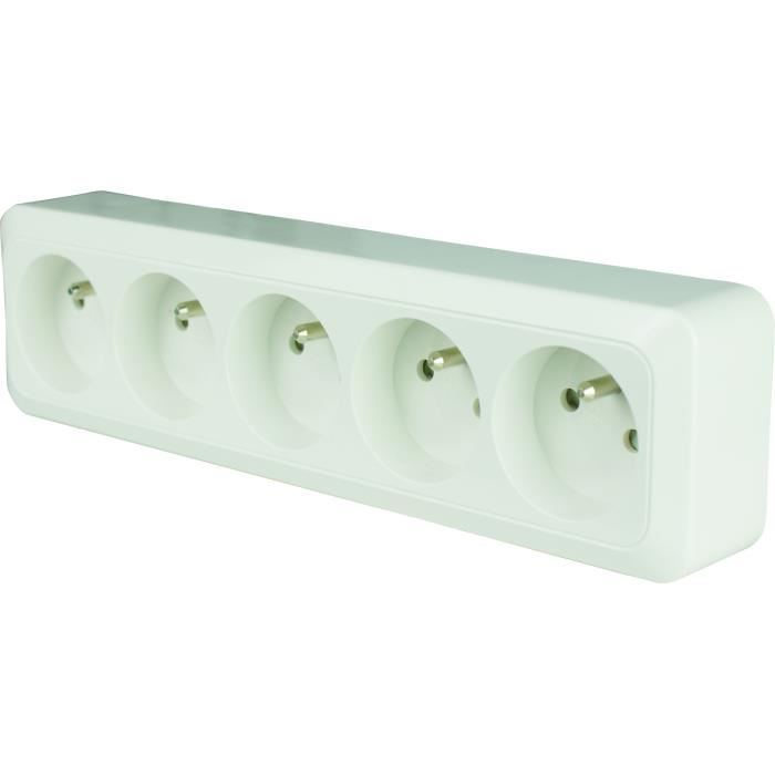 Bloc A Cabler Celesta Blanc 5 Prises 2 Poles Terre