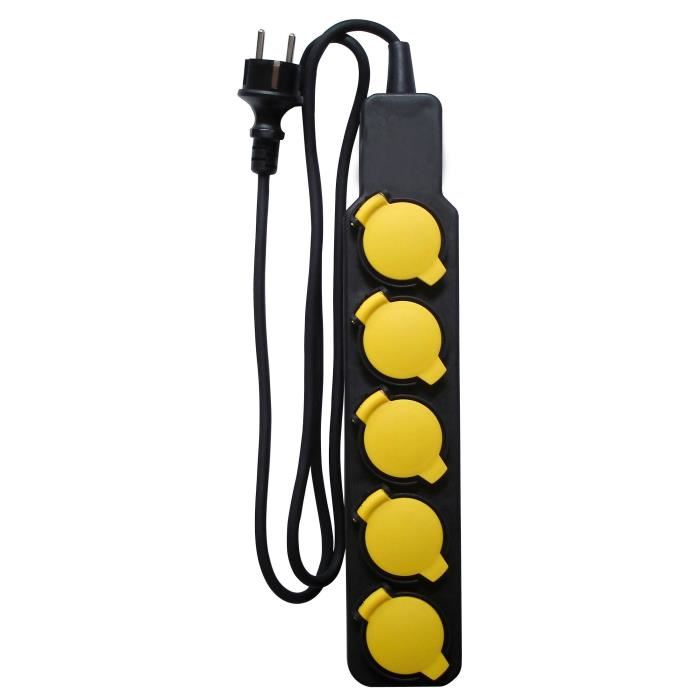 Bloc Multiprise 5 Prises Etanche Ip 44  5x16a + Clapet 3g1 15 M
