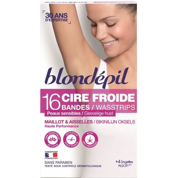 Blondepil 16 Bandes Cire Froide Maillot-...