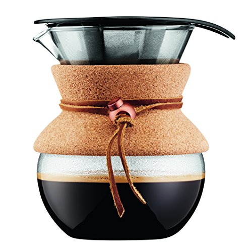 Bodum 11592-109 - Pour Over - Cafetiere Avec Filtre Inox A Maille Fine Finition Liege 0.5 L