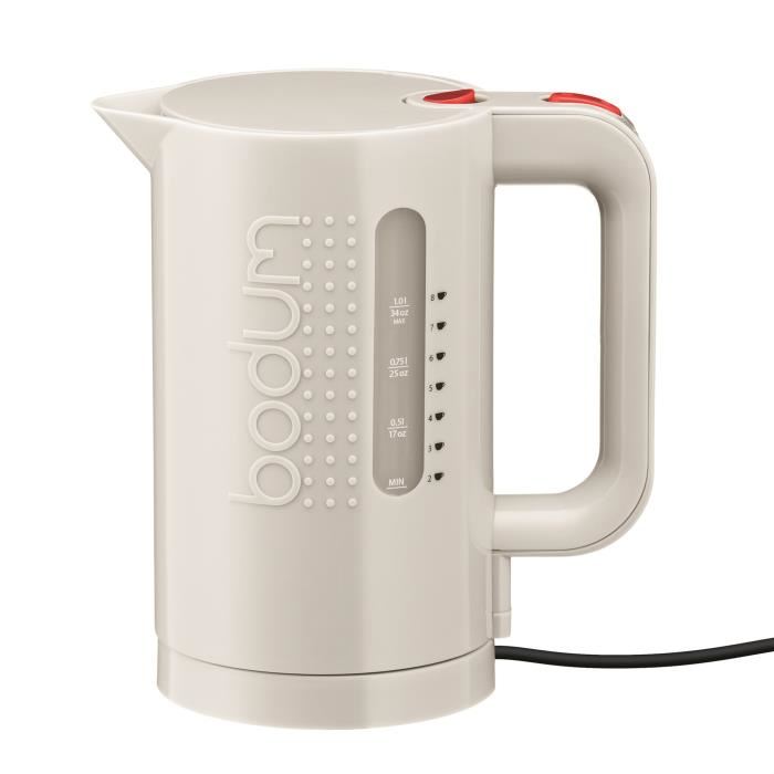 Bouilloire Electrique - Bodum - Bistro - 1300 W - 1 L - Socle 360° - Blanc