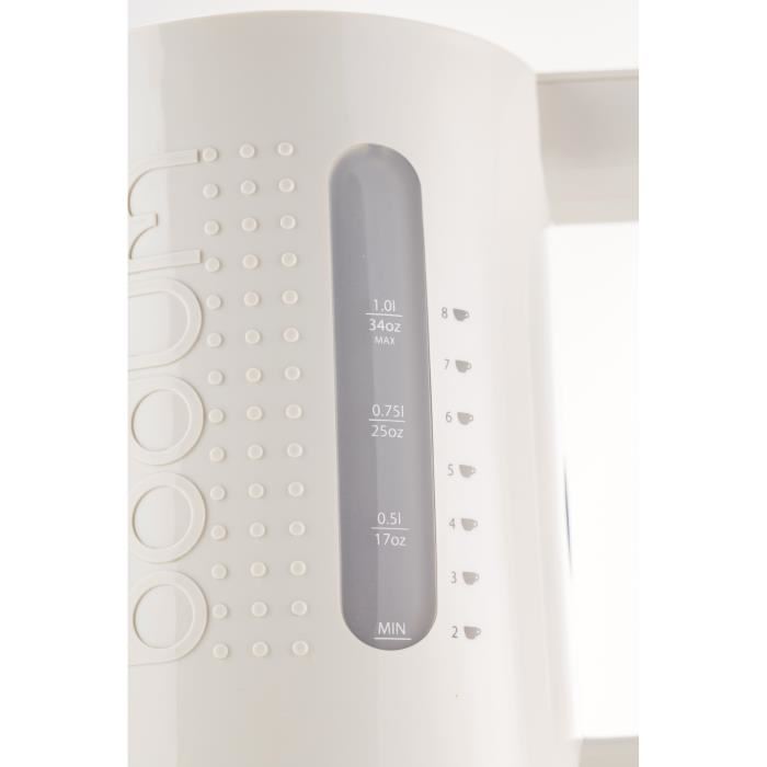 Bouilloire Electrique - Bodum - Bistro - 1300 W - 1 L - Socle 360° - Blanc