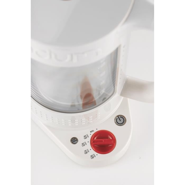 Bouilloire Electrique Double Paroi - Bodum - Bistro - 1500 W - 11 L - 5 Temperatures - Interieur En Verre - Blanc