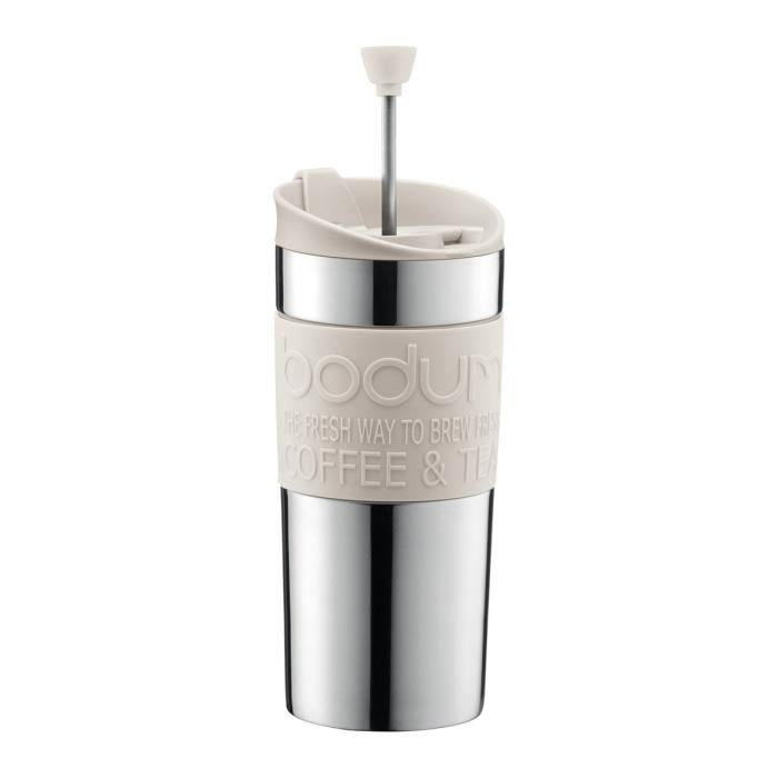 Mug A Piston En Inox Double Paroi 35cl Blanc Creme A Lunite Travel Press Bodum