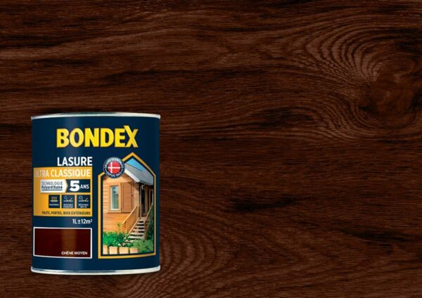 Lasure Satinee Chene Moyen Ultra Classique 5 Ans 1l Bondex Technologie Polyurethane Resistance Aux Uv Exterieur