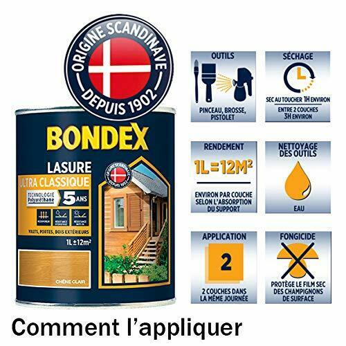 Lasure Satinee Chene Moyen Ultra Classique 5 Ans 1l Bondex Technologie Polyurethane Resistance Aux Uv Exterieur