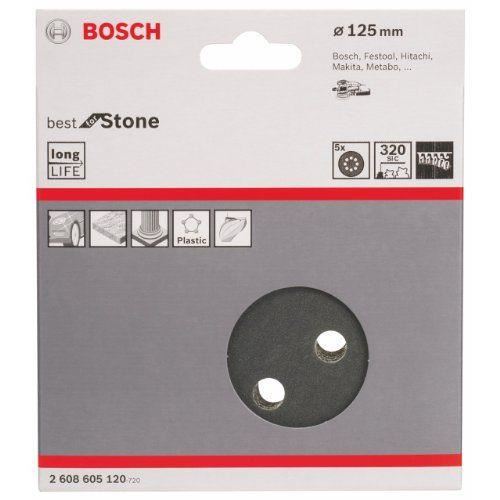 Bosch 5 Disques Abrasifs F355 Pour Ponceuse Excentrique - Pour Revetement Et Composite - Ø 125 Mm - 8 Trous - Grain 320