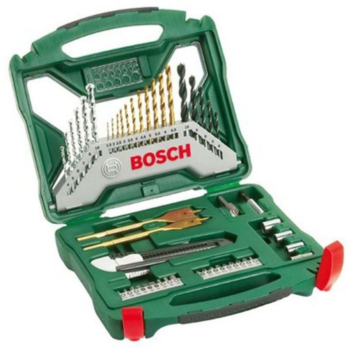 Set Mixte Vissage-percage Bosch - Coffret X-line Titane De Forets Et D'embouts De Vissage, 50 Pieces